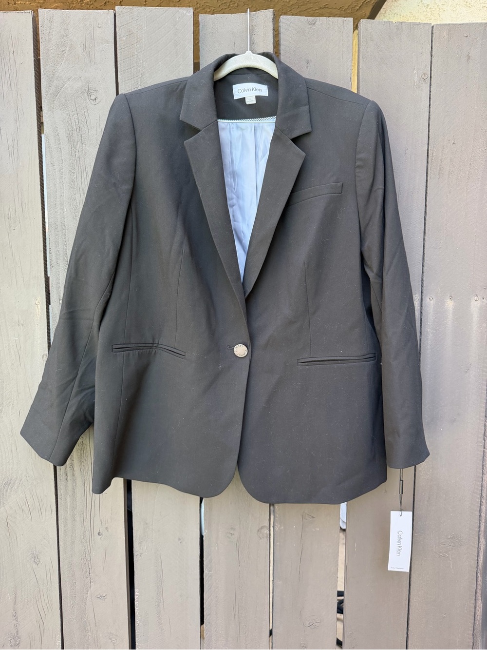 Calvin Klein Black Single-Button Blazer with Notched Lapel